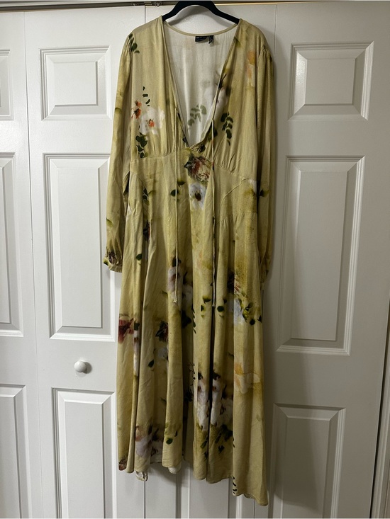 ASOS Dresses & Skirts - ASOS Floral V-Neck Maxi Dress in Olive Green